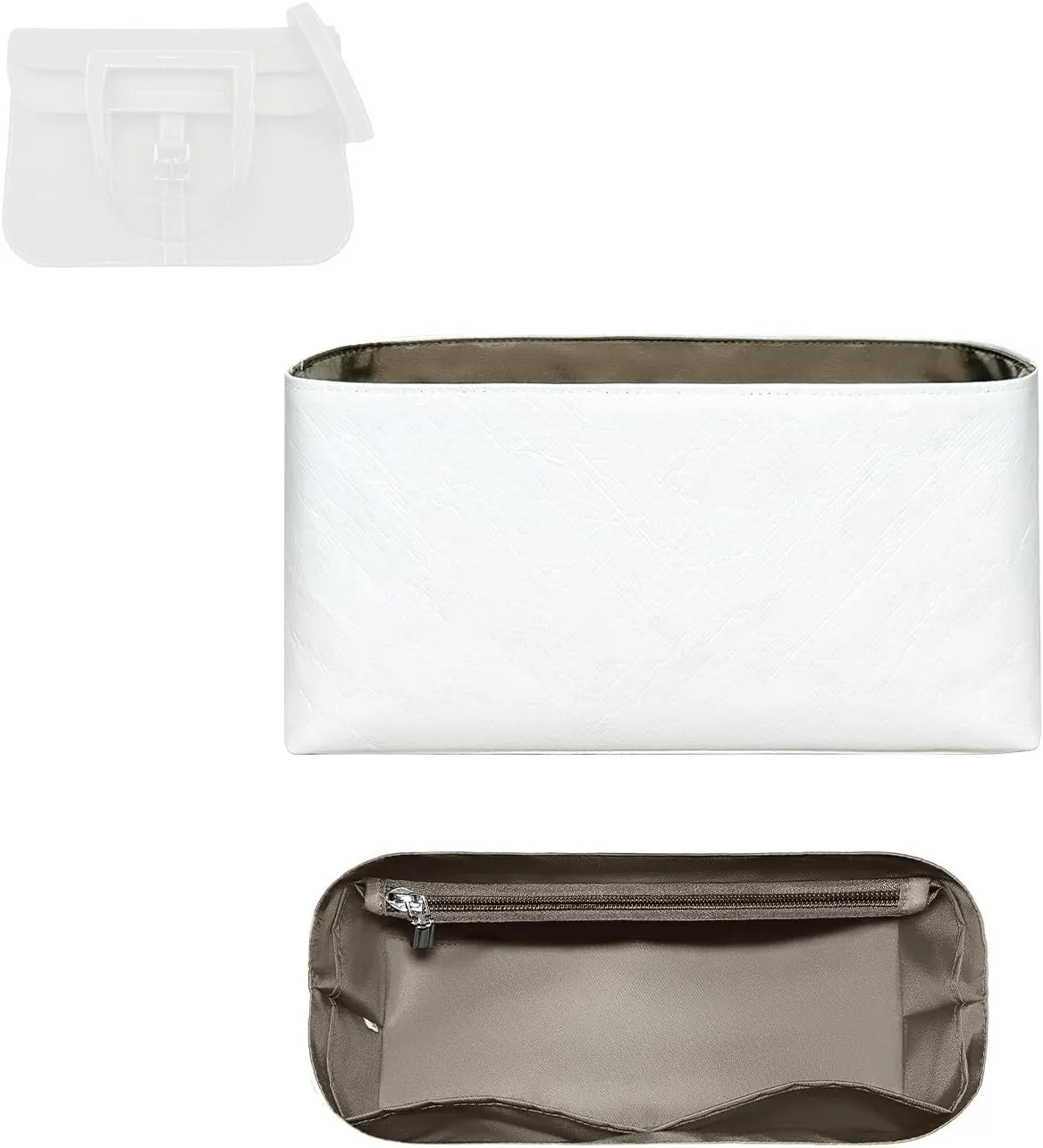 Purse Organizer Insert, Inner Liner Bag Organizer Insert Fit for Hermes Halzan Dupont Paper Inside Storage Bag In Bag Organizer Insert (Style-02, 31size)