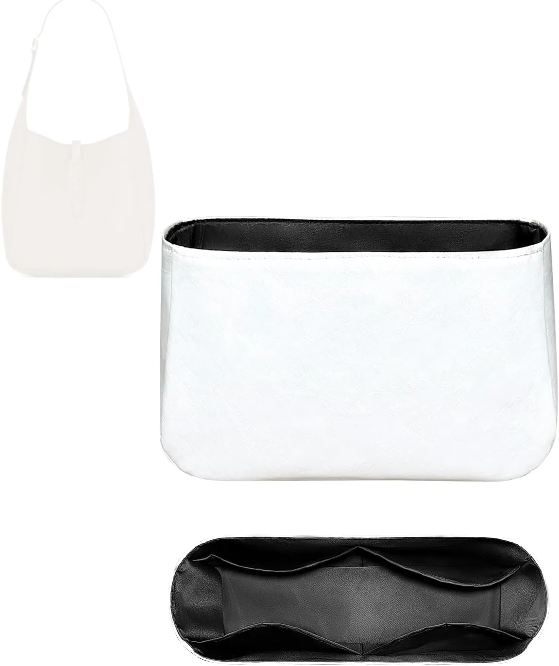 Purse Organizer Insert, Inner Liner Bag Organizer Insert Fit for YSL LE5A7 Hobo Dupont Paper Inside Storage Bag In Bag Organizer Insert (Style-01, Mini)