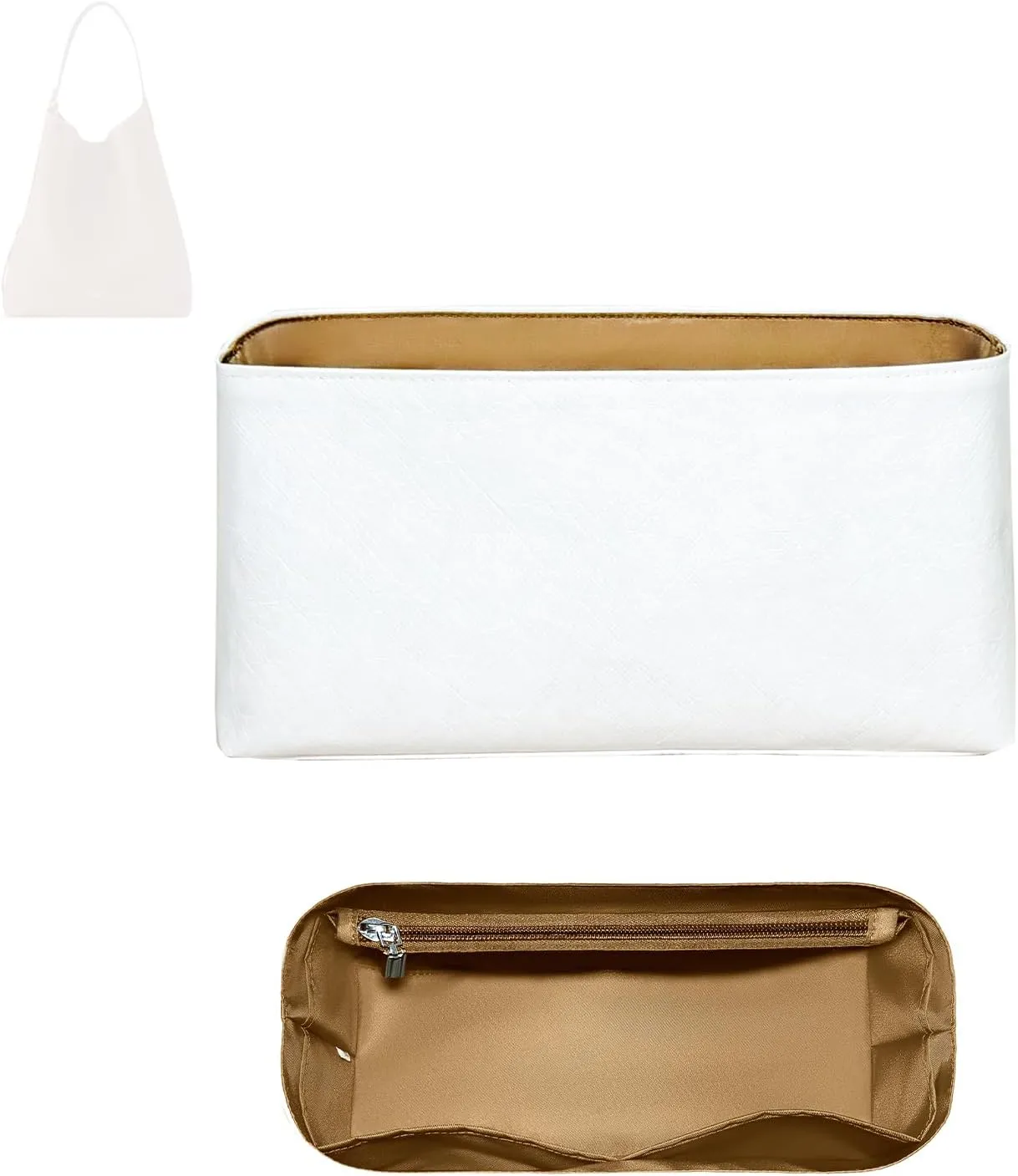 Purse Organizer Insert, Inside Bag Organizer Insert Fit for LV Low Key Hobo Lightweight Dupont Paper Inner Liner Bag In Bag Organizer Insert (Style-02, Small)