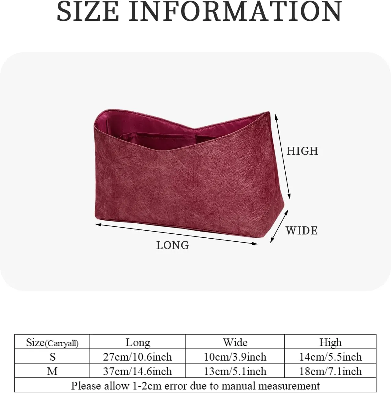 Purse Organizer Insert, Slim Inner Liner Bag In Bag Organizer Insert Fit for LV Carryall Dupont Paper Inside Storage Bag Organizer Insert (Style-03, Small)