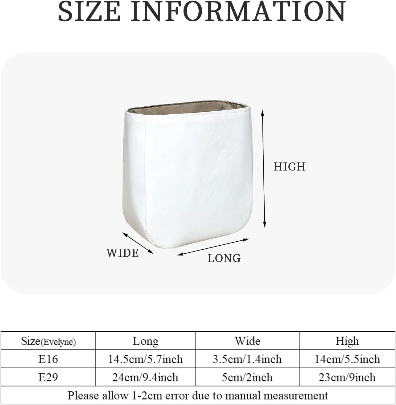 Purse Organizer Insert, Slim Inside Bag Insert Fit for Hermes Evelyne 16/29 Handbag Dupont Paper Inner Liner Zipper Bag In Bag Makeup Storage Case (Style-01, E16)