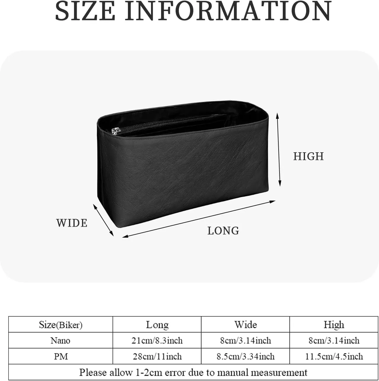 Purse Organizer Insert, Slim Inside Storage Bag Organizer Insert Fit for LV Biker Nano/PM Lightweight Inner Liner Pouch (Style-01, Nano)