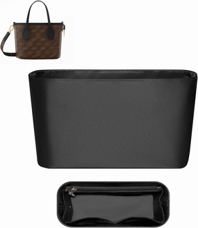 Purse Organizer Insert, Silk Satin Inside Zipper Storage Bag Insert Fit for LV Neverfull Inside Out BB Tote Medium Inner Liner Bag In Bag Organizer Insert (Style-02, Inside Out BB)