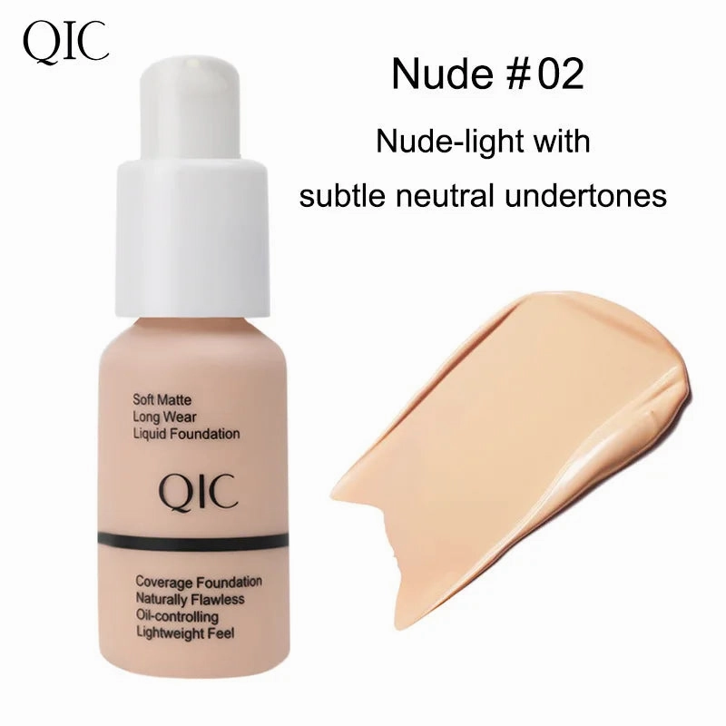 QIC Soft Matte JEWEL LIGHL Liquid Foundation Brightens Moisturizes and Controls Oil Fit Wheat Makeup BB Cream Concealer Cream