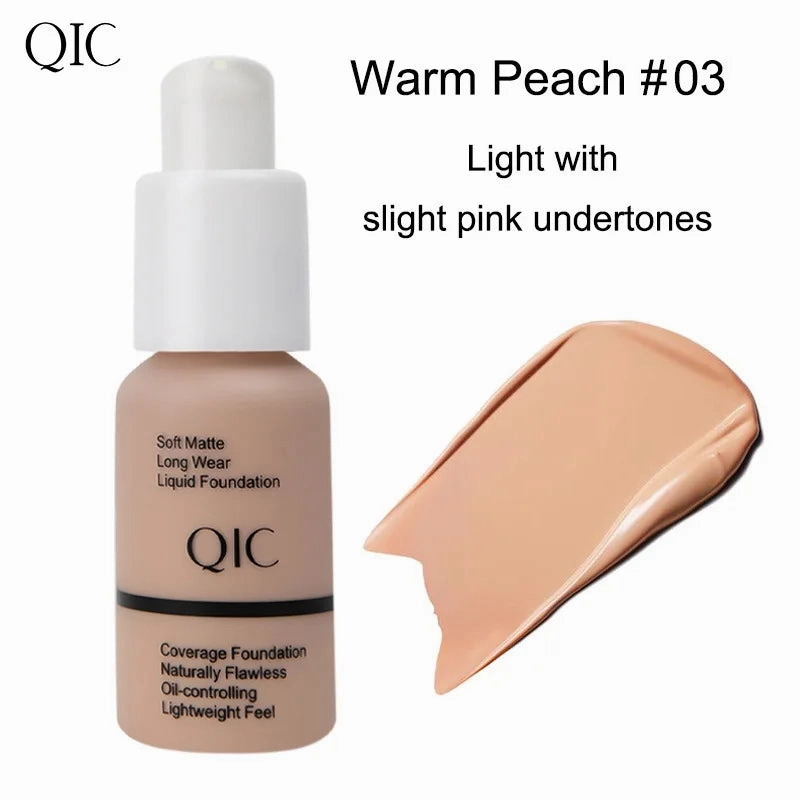 QIC Soft Matte JEWEL LIGHL Liquid Foundation Brightens Moisturizes and Controls Oil Fit Wheat Makeup BB Cream Concealer Cream