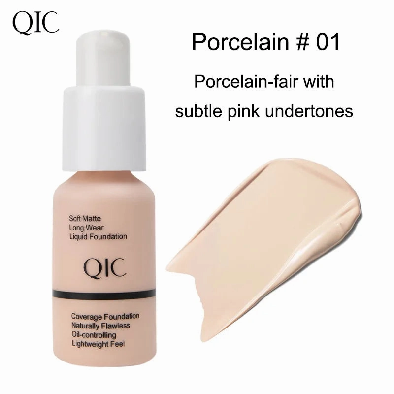 QIC Soft Matte JEWEL LIGHL Liquid Foundation Brightens Moisturizes and Controls Oil Fit Wheat Makeup BB Cream Concealer Cream