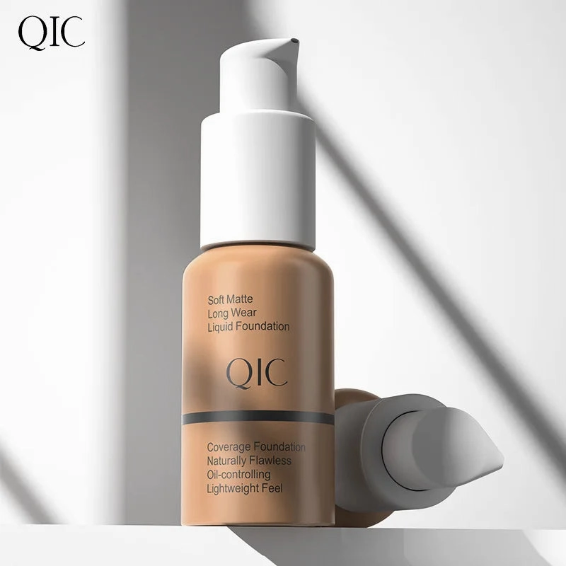 QIC Soft Matte JEWEL LIGHL Liquid Foundation Brightens Moisturizes and Controls Oil Fit Wheat Makeup BB Cream Concealer Cream