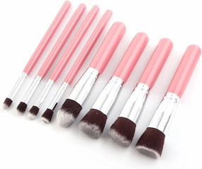 Qtqgoitem Nylon Hair Wood Handle, Eye Shadow Face Cream Powder Blush Foudation Blending, Cosmetic Makeup Tool Brush Set 8pcs Coral Pink (Model: e34 cbe b9c 1fd 3da)