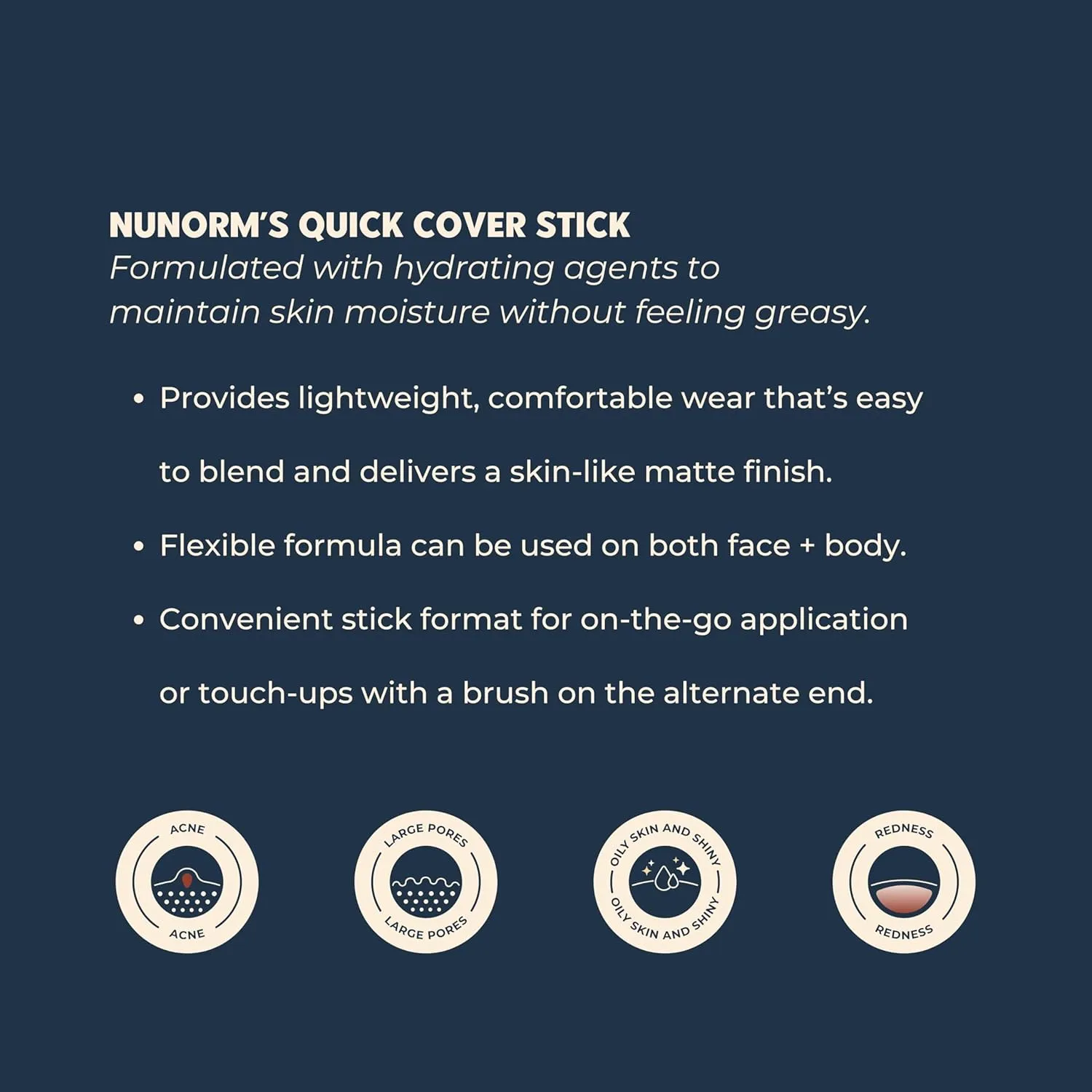 Quick Cover Stick | Lightweight Foundation   Concealer For Men's Skin | Face   Body | 17 Shades | Instantly Covers Blemishes | Natural Matte Finish | Cruelty-Free   Vegan | Portable (Walnut)