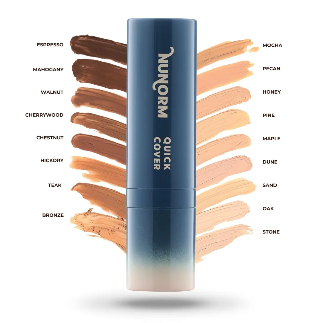 Quick Cover Stick | Lightweight Foundation   Concealer For Men's Skin | Face   Body | 17 Shades | Instantly Covers Blemishes | Natural Matte Finish | Cruelty-Free   Vegan | Portable (Walnut)