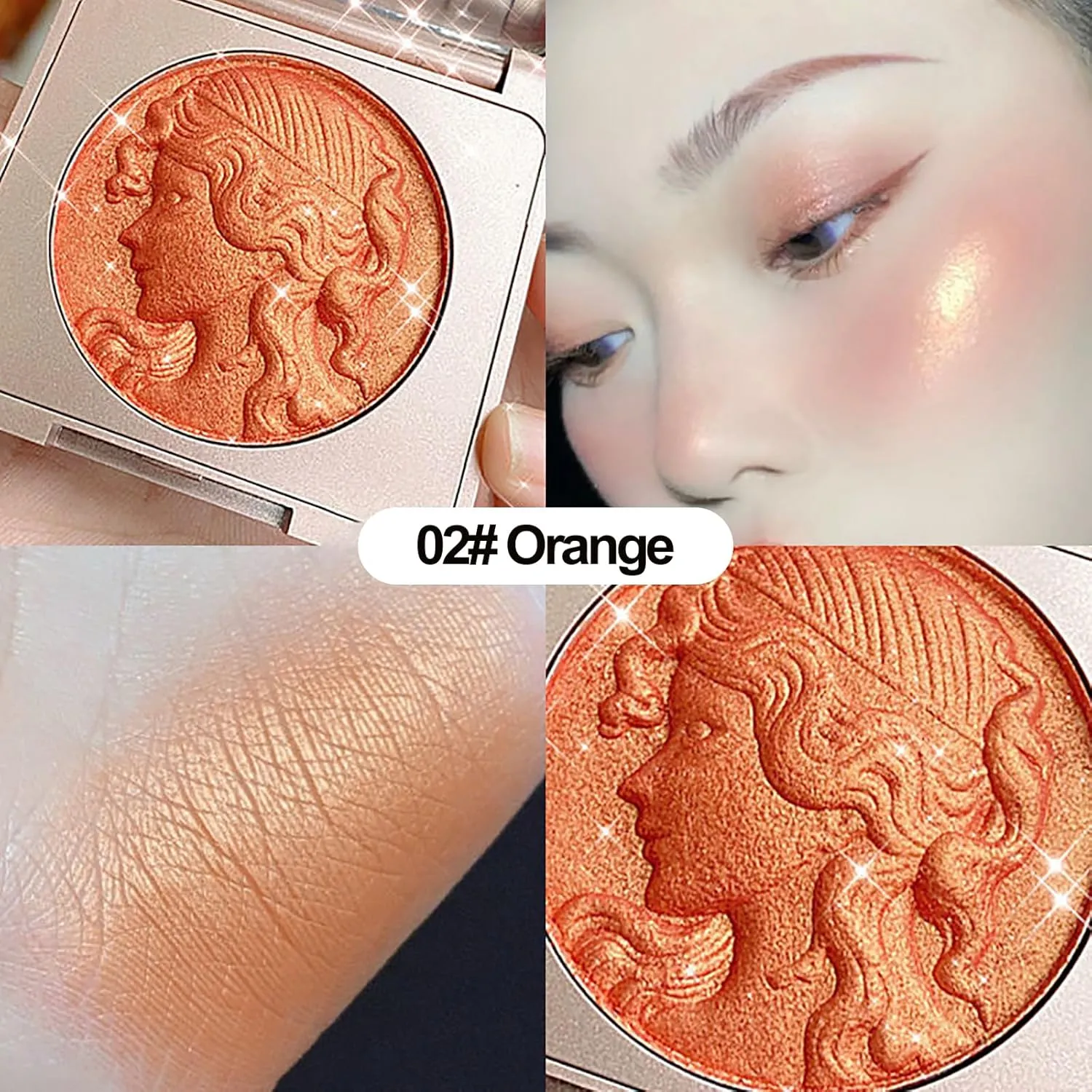 Quotationi Embossed Smooth Powder Blush Palette for Cheeks, Quotation Blush, Embossed Girl Blush for Cheeks, Matte Face Powder blush Palette, Embossed blush, Radiant Finish (Pink*2)