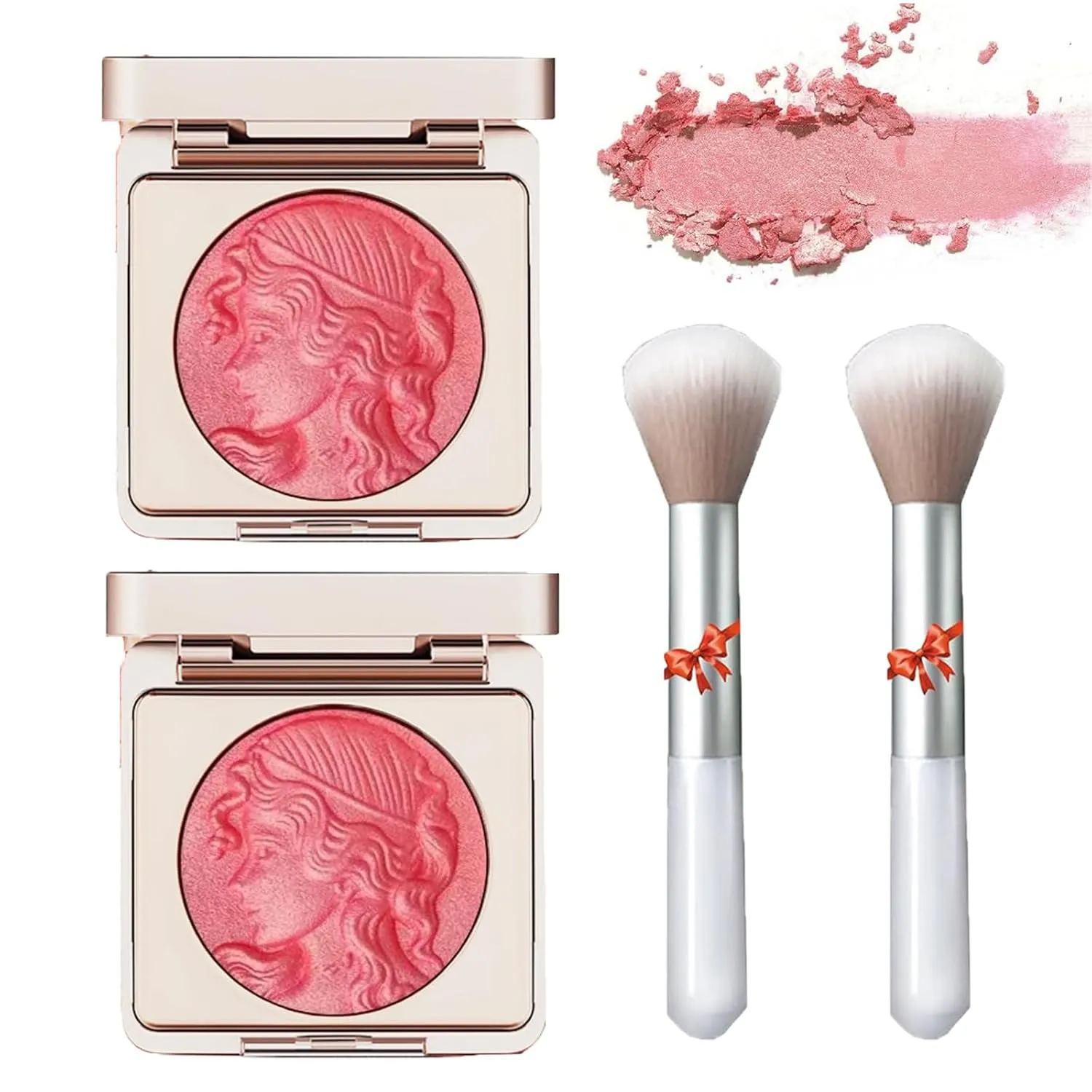 Quotationi Embossed Smooth Powder Blush Palette for Cheeks, Quotation Blush, Embossed Girl Blush for Cheeks, Matte Face Powder blush Palette, Embossed blush, Radiant Finish (Pink*2)