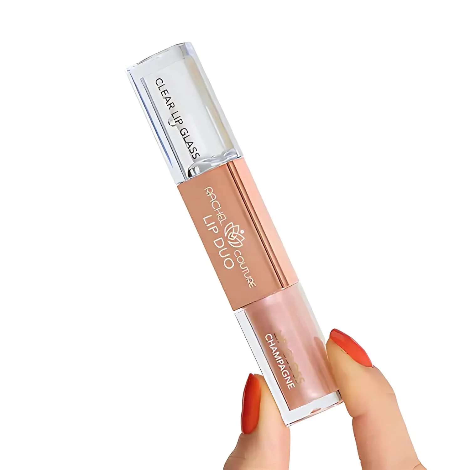 Rachel Couture Lip Duo Sheer Lip Gloss & Clear Lip Glass | Non-Sticky, Vegan Formula | Cruelty-Free, Non-Toxic - Champagne
