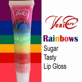 Rainbows Sugar Crystal Shiny Clear tasty Lip Gloss Moisturizing for Lip Care and Dry Lips (24 Pack)