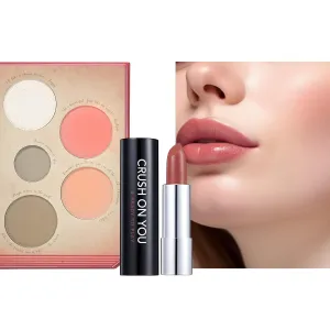 READY TO SHIINE Snow Bright Contour Highlight Blush Makeup Palette and CRUSH ON YOU Creamy Matte Lipstick 302