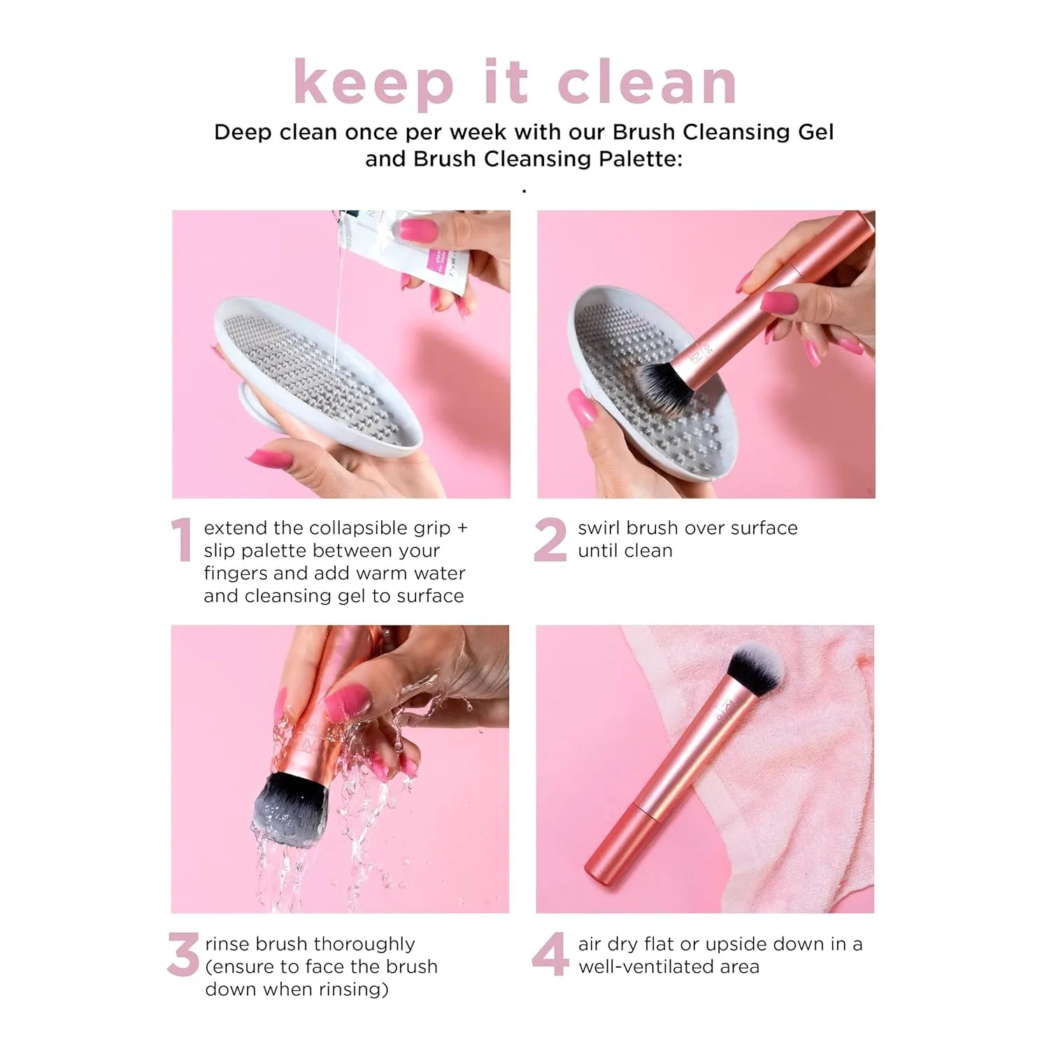 Real Techniques Custom Complexion Foundation 3-in-1 Brush, Custom Slide For Foundation & Concealer, 3 Settings For Sheer, Medium, or Focused Application, Travel-Size Kabuki, Cruelty-Free, 1 Count