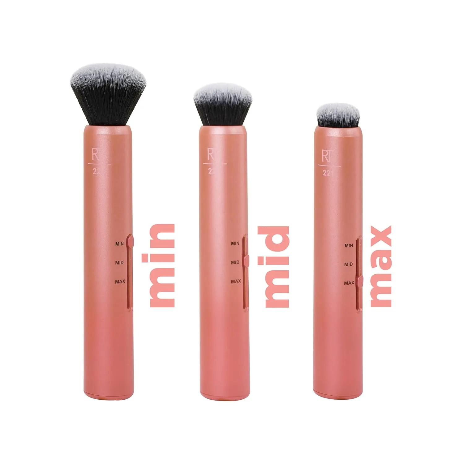 Real Techniques Custom Complexion Foundation 3-in-1 Brush, Custom Slide For Foundation & Concealer, 3 Settings For Sheer, Medium, or Focused Application, Travel-Size Kabuki, Cruelty-Free, 1 Count
