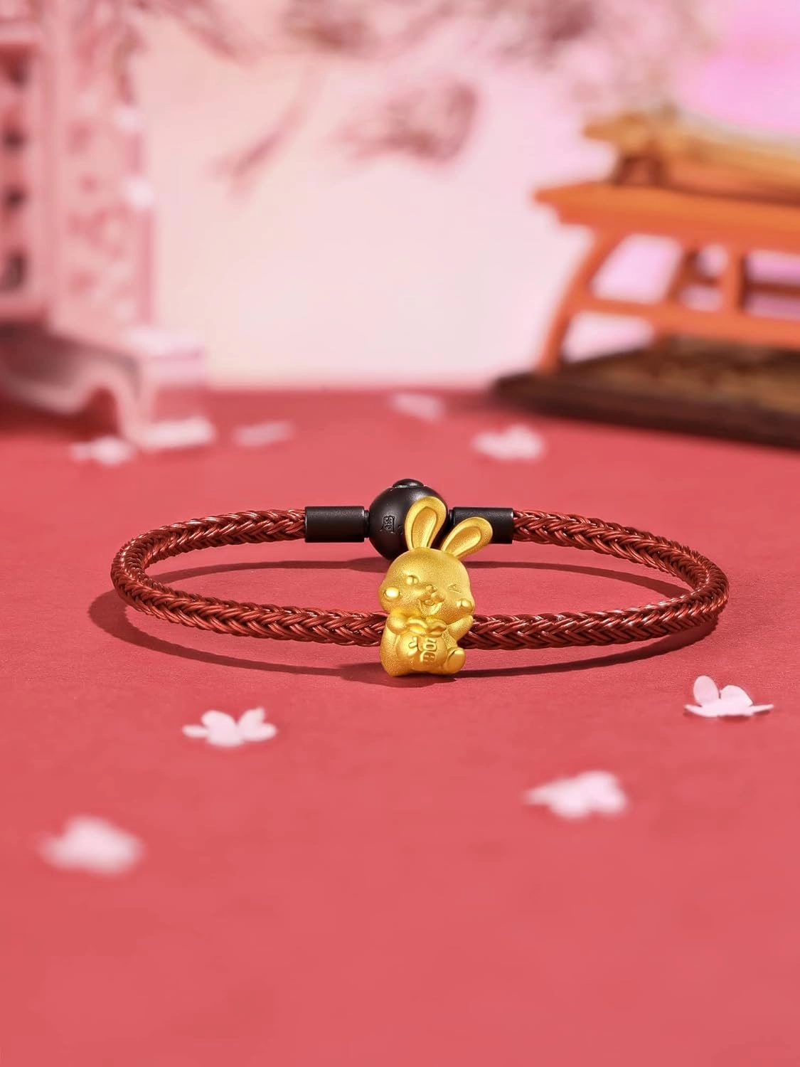 Real Gold Bracelets for Women Bracelet Lucky Rabbit 24K Gold Jewelry Red Bracelet Solid Gold Charm Fortune Rabbit Charm Bracelets Lucky Bunny Gold 17cm A1611237