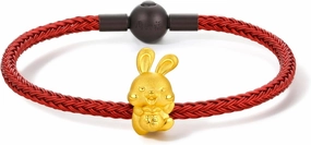 Real Gold Bracelets for Women Bracelet Lucky Rabbit 24K Gold Jewelry Red Bracelet Solid Gold Charm Fortune Rabbit Charm Bracelets Lucky Bunny Gold 17cm A1611237