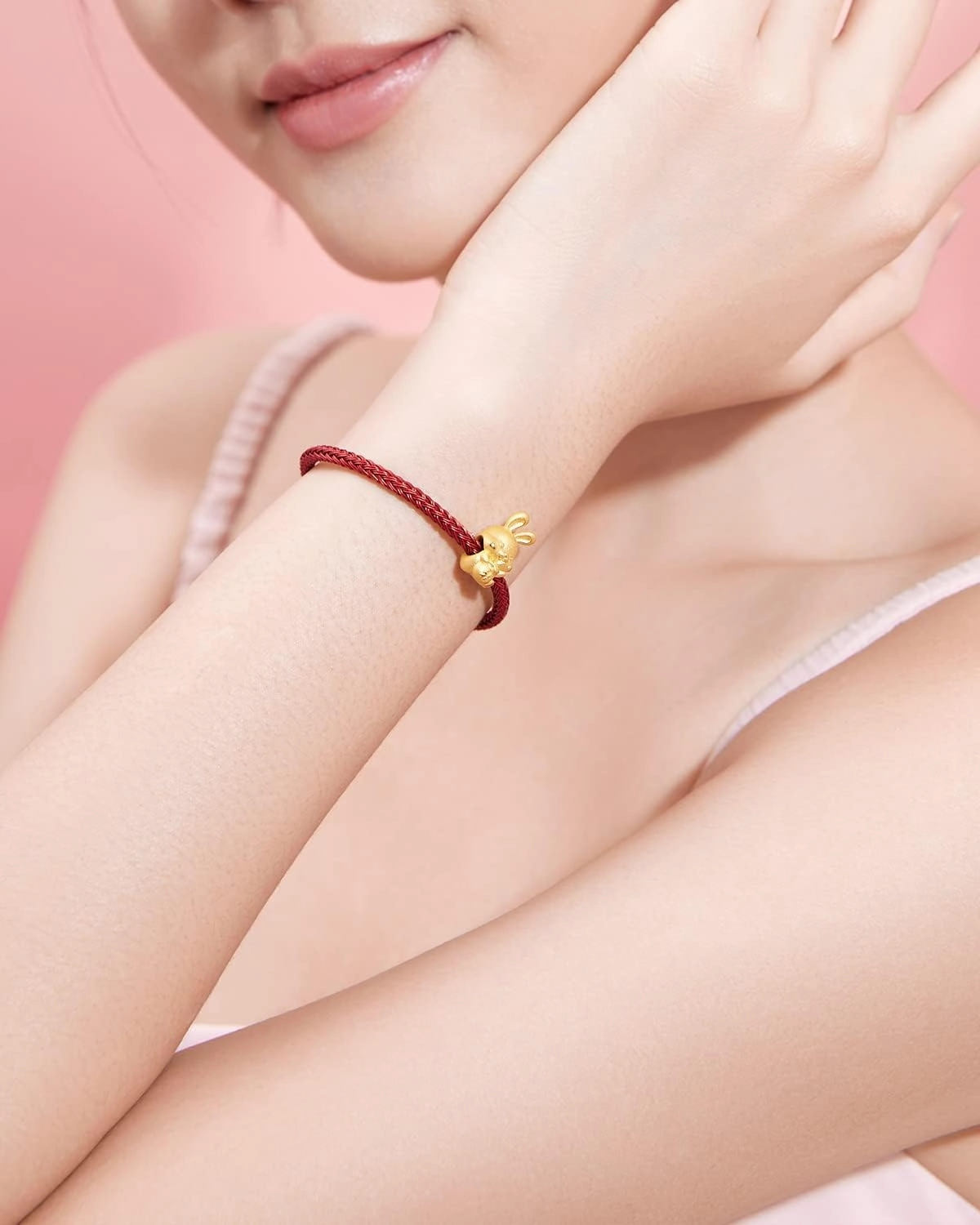 Real Gold Bracelets for Women Bracelet Lucky Rabbit 24K Gold Jewelry Red Bracelet Solid Gold Charm Fortune Rabbit Charm Bracelets Lucky Bunny Gold 17cm A1611237