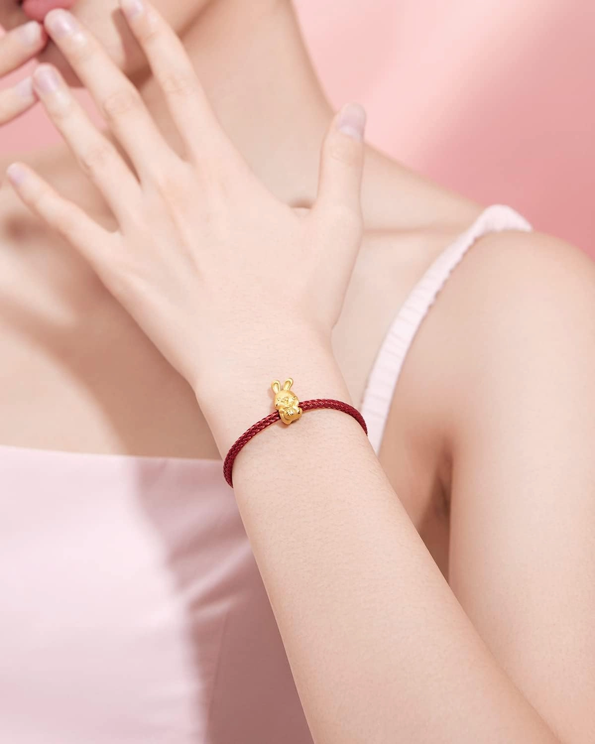 Real Gold Bracelets for Women Bracelet Lucky Rabbit 24K Gold Jewelry Red Bracelet Solid Gold Charm Fortune Rabbit Charm Bracelets Lucky Bunny Gold 17cm A1611237