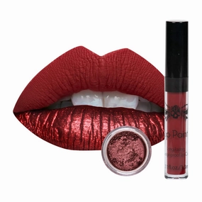 Rebel, Dark Red Shade, 2-in-1 Lip Kit With Matte Liquid Lipstick & Shimmer Powder, Long Lasting, Cruelty Free