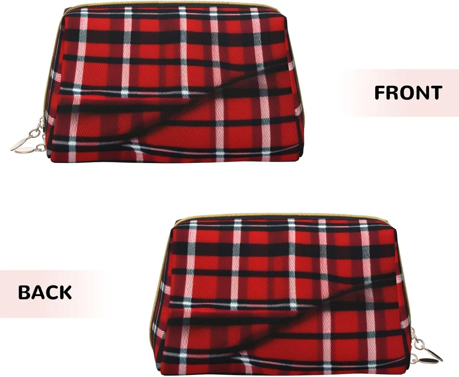 Red & Black Plaid Toiletry Pouch, Travel-Friendly Makeup Organizer For Makeup Brushes, Lipsticks