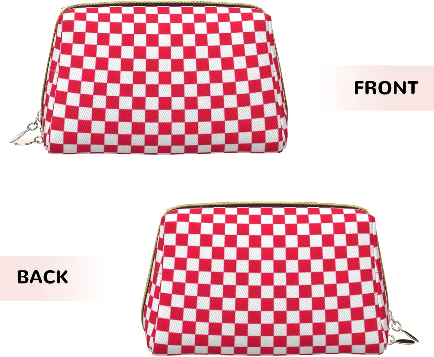 Red Checkered White Squares Toiletry Pouch, Travel-Friendly Makeup Organizer For Makeup Brushes, Lipsticks