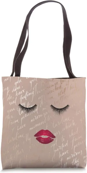 Red Lipstick and Eyelashes Tote Bag