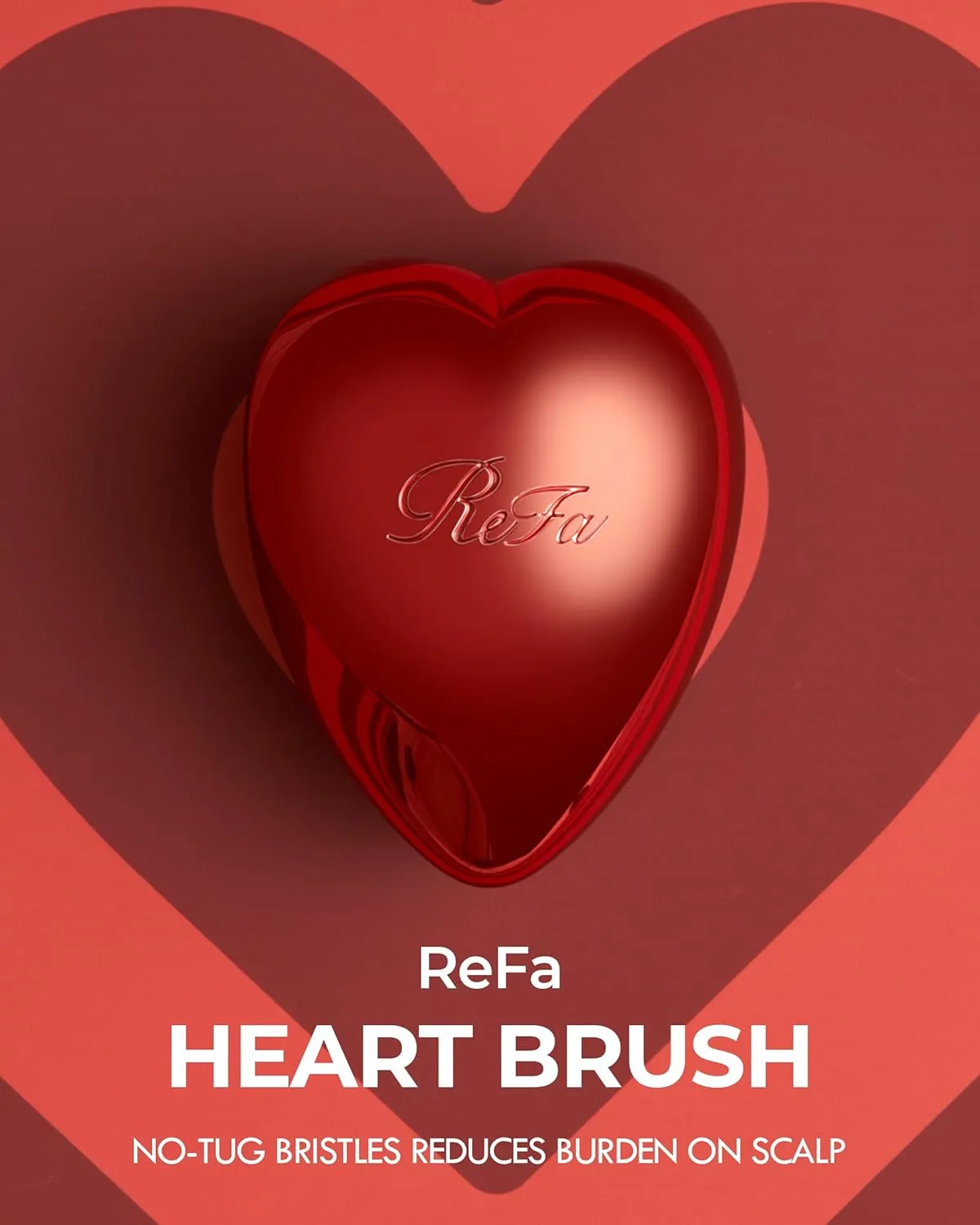 ReFa Heart Brush SHINE RED | Heart Shaped Detangler for Thick Hair | No Tangle Travel Brush for Women