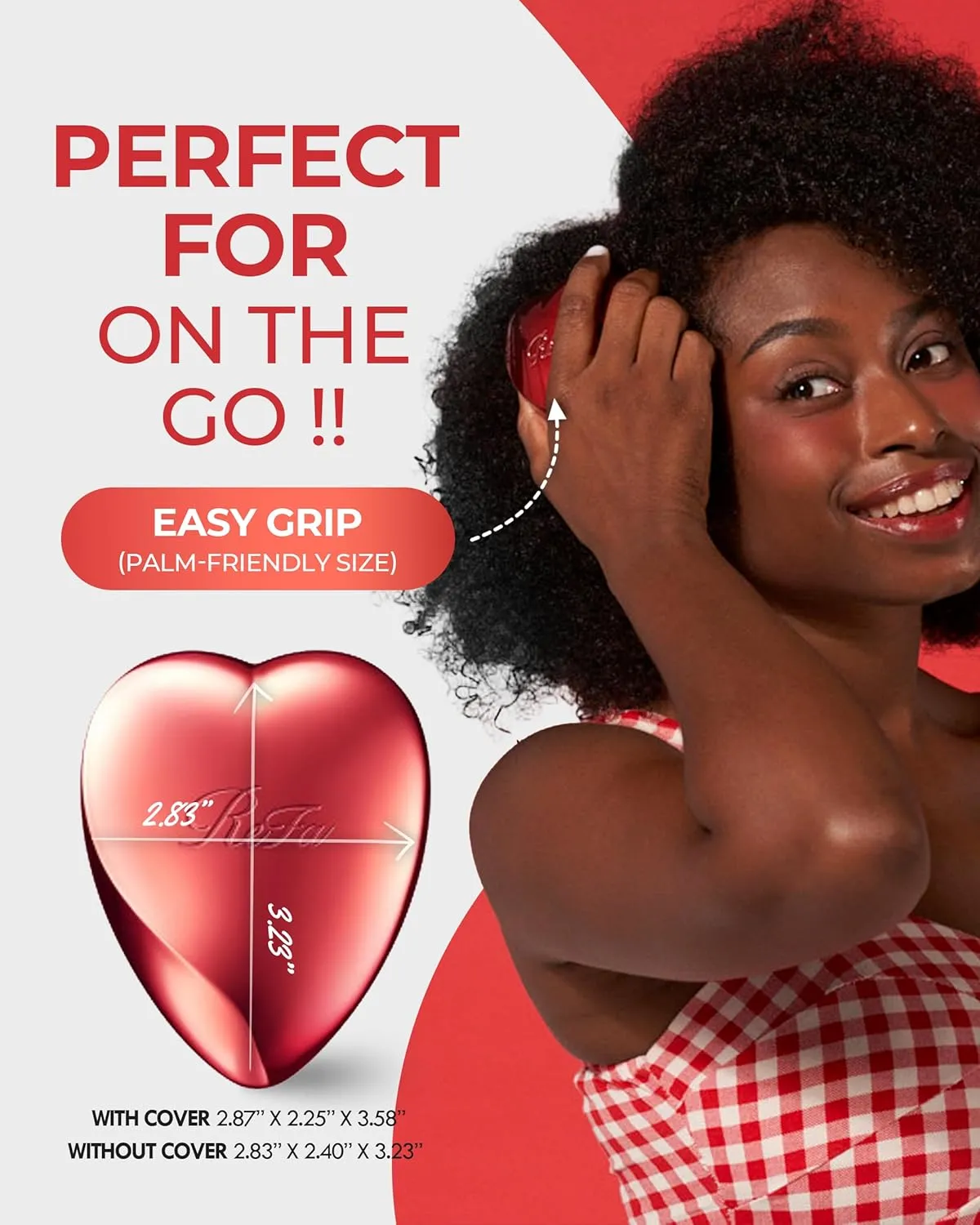 ReFa Heart Brush SHINE RED | Heart Shaped Detangler for Thick Hair | No Tangle Travel Brush for Women