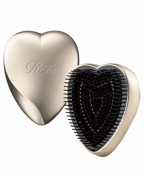 ReFa Heart Brush CHAMPAGNE GOLD | Heart-Shaped No-Tangle Brush for Thick Hair | Detangler Travel Brush for Women