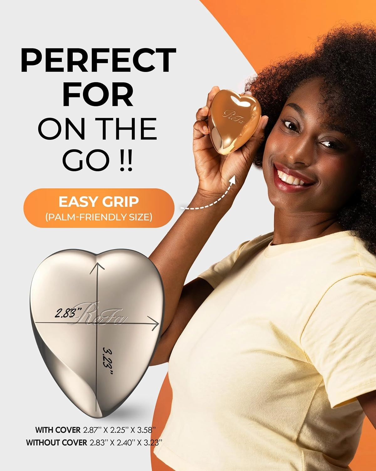 ReFa Heart Brush CHAMPAGNE GOLD | Heart-Shaped No-Tangle Brush for Thick Hair | Detangler Travel Brush for Women