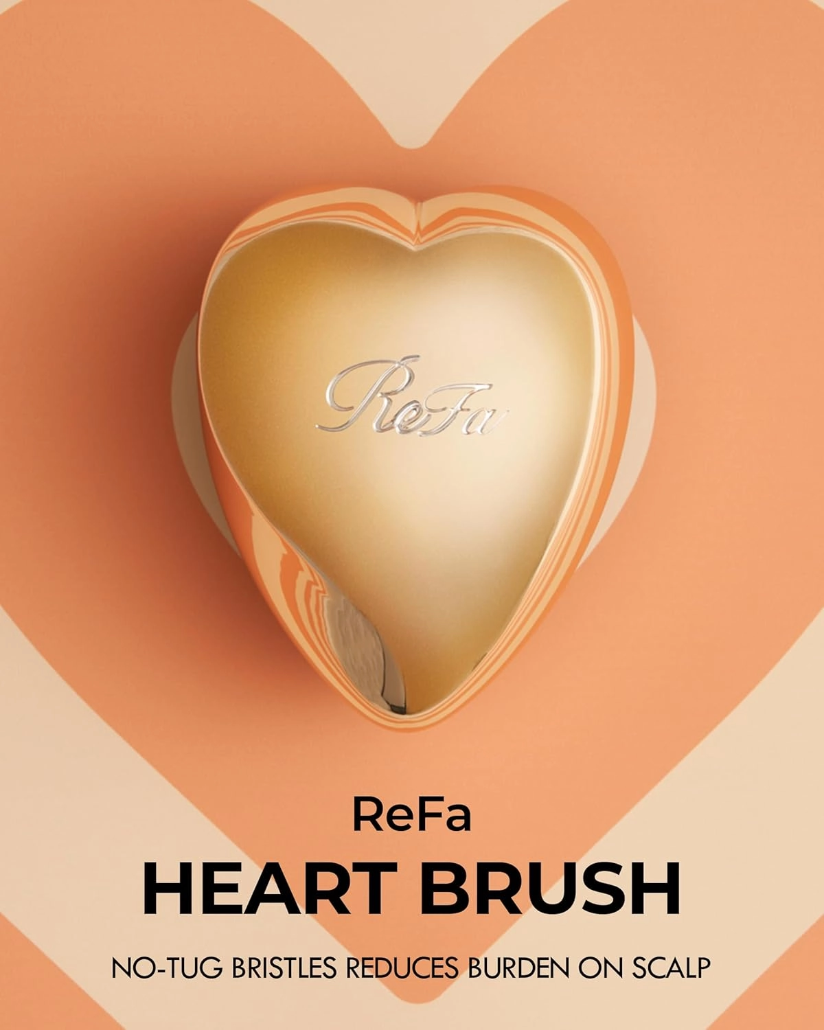 ReFa Heart Brush CHAMPAGNE GOLD | Heart-Shaped No-Tangle Brush for Thick Hair | Detangler Travel Brush for Women