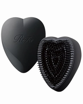 ReFa Heart Brush MATTE BLACK | Heart Shaped No Tangle Brush for Women | Small Detangler for Thick Hair | Portable