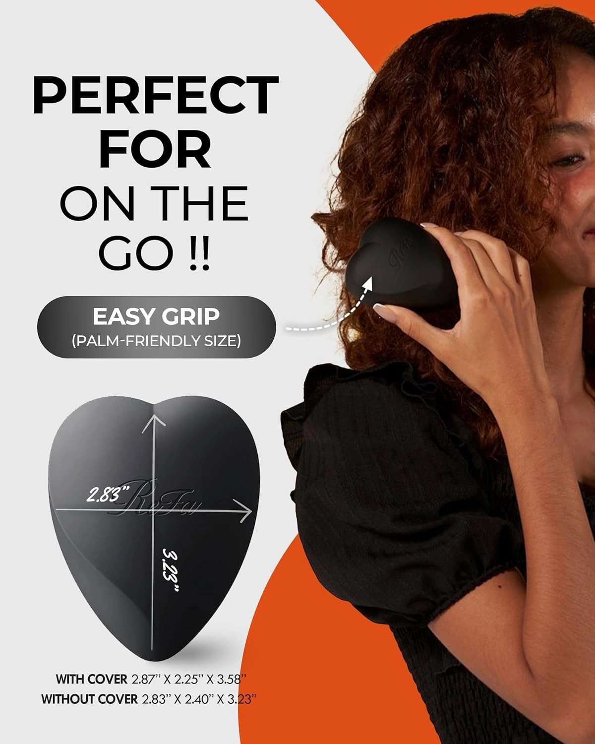 ReFa Heart Brush MATTE BLACK | Heart Shaped No Tangle Brush for Women | Small Detangler for Thick Hair | Portable