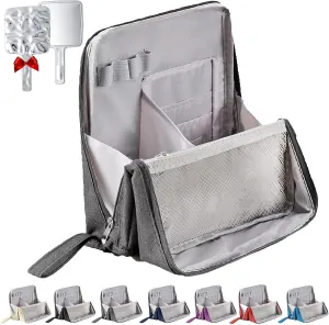 Relevanton Standing Makeup Bag, Standing Makeup Bag – Portable, Large Capacity, Stand Up Make Up Bag, Multi-Purpose Large Capacity Oxford Cloth Toiletry Bag,Vertical Makeup Organizer Bag (Grey)