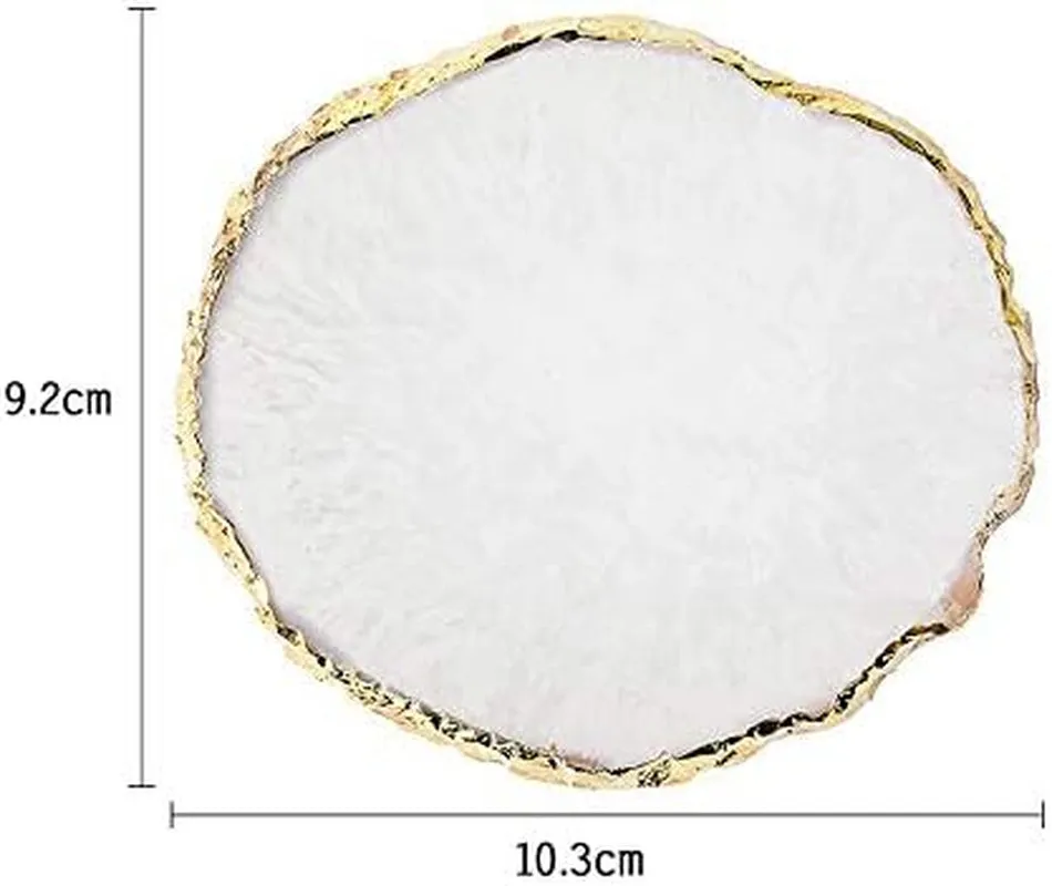 Resin Nail Art Palette,Nail Art Painting Mixed Color Palette Gold Edge Nail Gel Color Makeup Display Board (White)