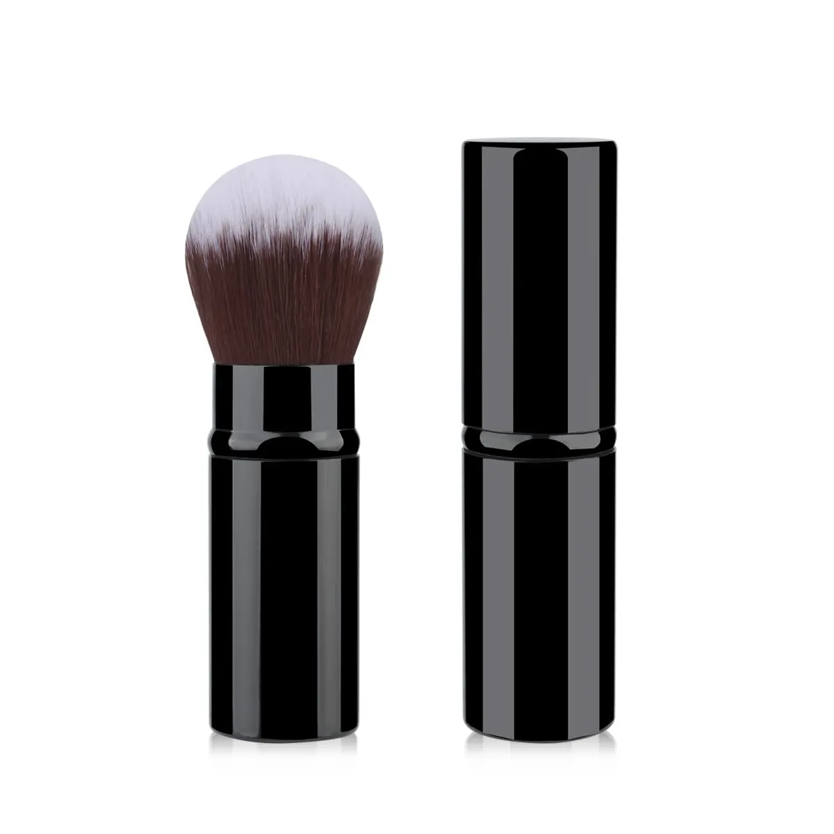 Retractable Makeup Brush, Rose Gold Metallic Finish, Soft Synthetic Bristles, Travel Size (小号伸缩刷黑色)