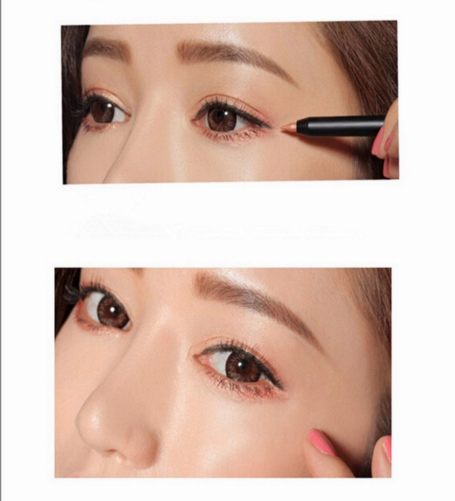 Retractable Smooth Gilde on Eyeshadow Pencil Soft Eyeliner Beige Gold