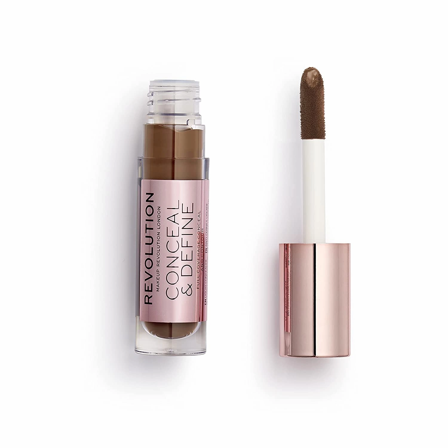 Revolution, Conceal & Define Concealer, Full Coverage & Lightweight, Long-Lasting Matte Finish, Vegan & Cruelty Free, C18 Dark to Deep Skin Tones, 0.14 oz