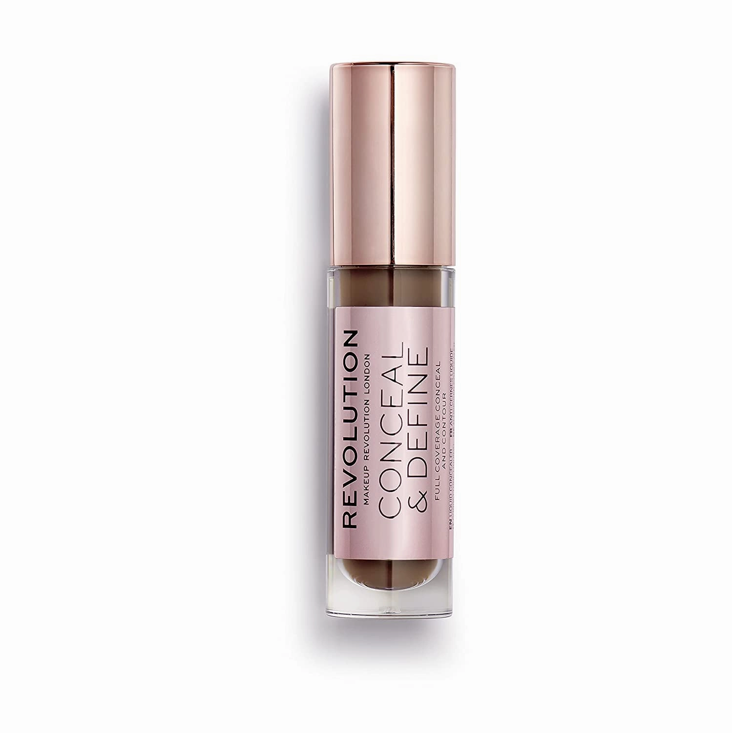 Revolution, Conceal & Define Concealer, Full Coverage & Lightweight, Long-Lasting Matte Finish, Vegan & Cruelty Free, C18 Dark to Deep Skin Tones, 0.14 oz
