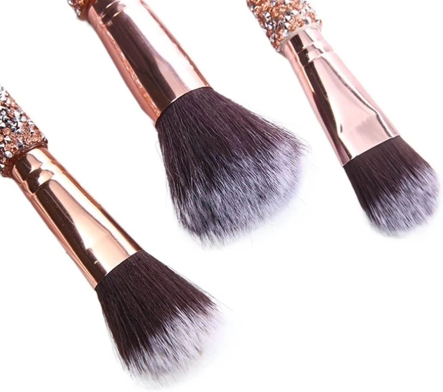 Rhinestone Makeup Brushes Set 10 Piece Essentials Makeup Brushes Foundation Powder Concealers Eye Shadows Professional Beauty Cosmetic Brushes With Bag For Face Make Up Tools