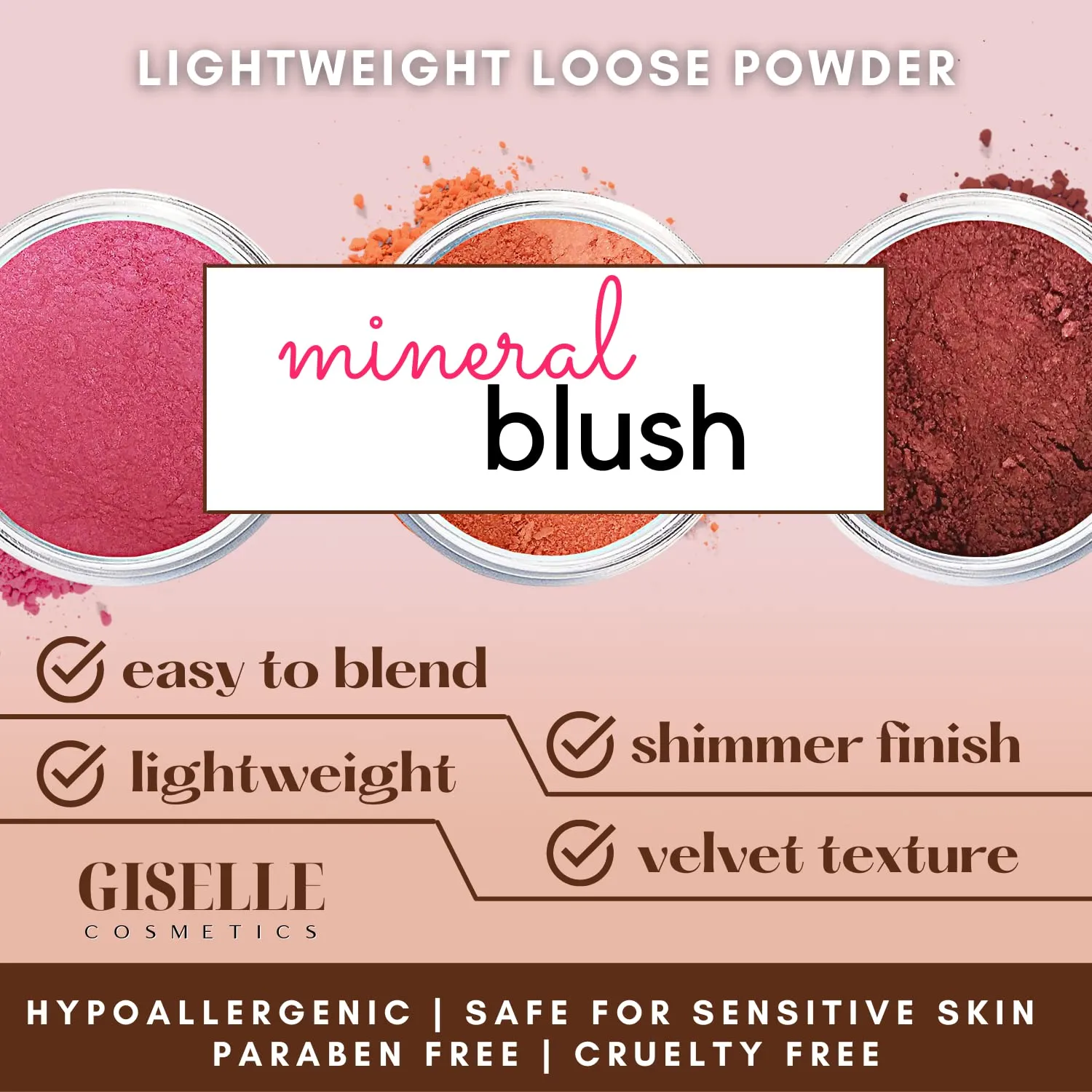 Rich Girl Matte Blush - Mineral Makeup, Pure Talc Free, Loose Face Powder for Cheeks - 5 Gram Travel Size