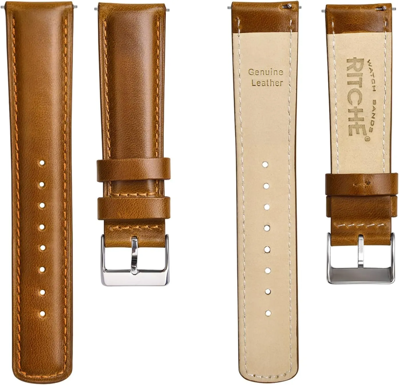 Ritche Christmas Gift Quick Release Leather Watch Bands Genuine Watch Straps for Men Women- 18mm 20mm 21mm 22mm 23mm 24mm Top Grain Leather Watch Strap, White Elephant Gifts, Stocking Stuffers for Men