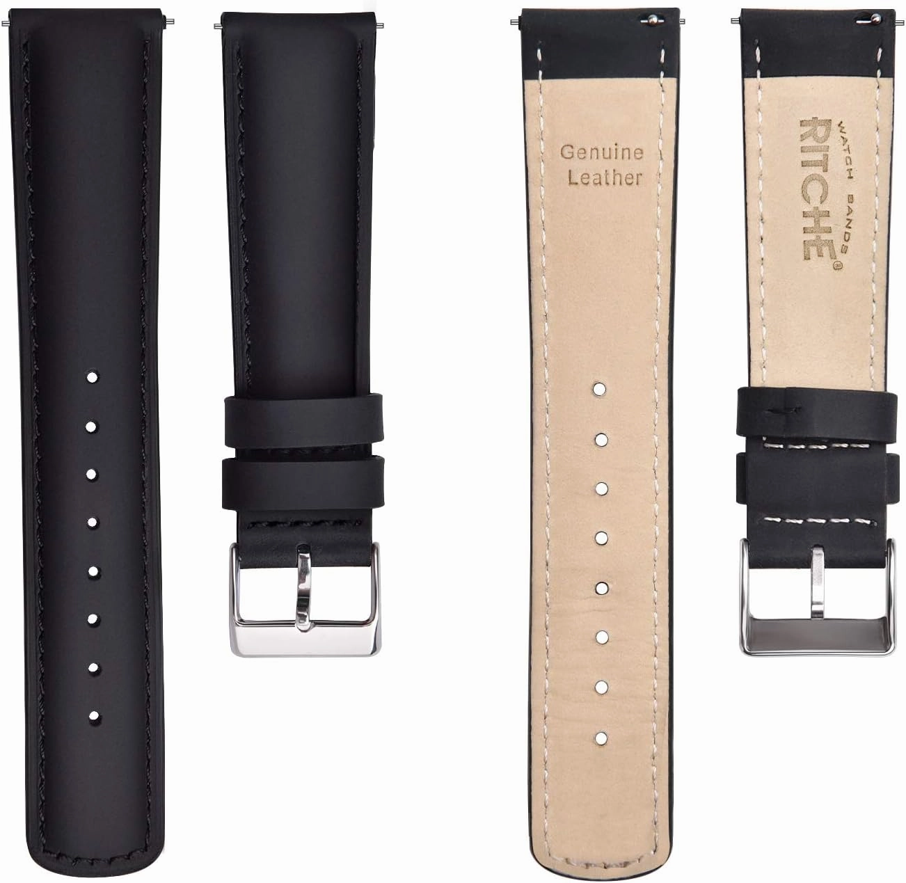 Ritche Christmas Gift Quick Release Leather Watch Bands Genuine Watch Straps for Men Women Top Grain Leather Watch Strap, White Elephant Gifts, Stocking Stuffers for Men, Father's Day gifts