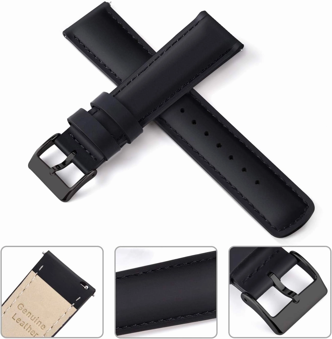 Ritche Christmas Gift Quick Release Leather Watch Bands Genuine Watch Straps for Men Women Top Grain Leather Watch Strap, White Elephant Gifts, Stocking Stuffers for Men, Father's Day gifts