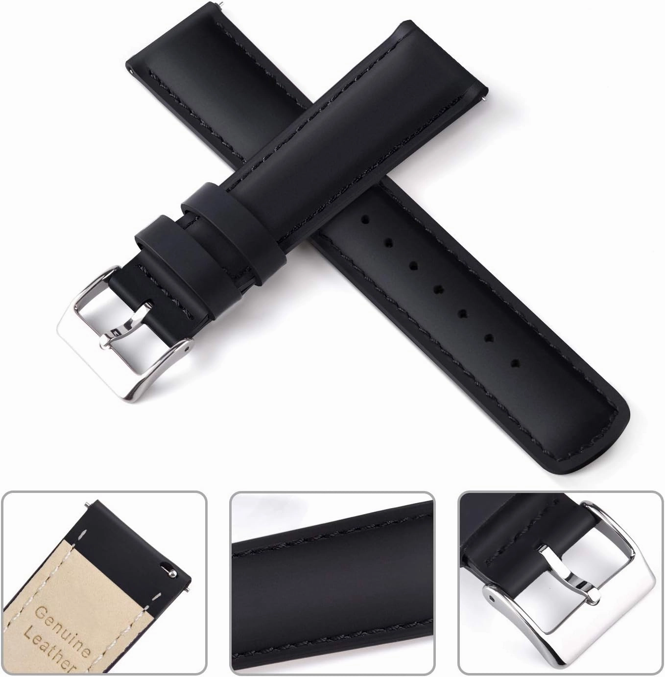 Ritche Christmas Gift Quick Release Leather Watch Bands Genuine Watch Straps for Men Women Top Grain Leather Watch Strap, White Elephant Gifts, Stocking Stuffers for Men, Father's Day gifts