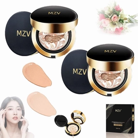 RJDJ Mzv Air Cushion Bb Cream Waterproof Foundation, Mzv Water Bead Tricolor Latte Concealer Cushion Bb Cream, Long-Lasting Moisturizing Concealer, Natural Makeup Concealer for Women (13# 23#)