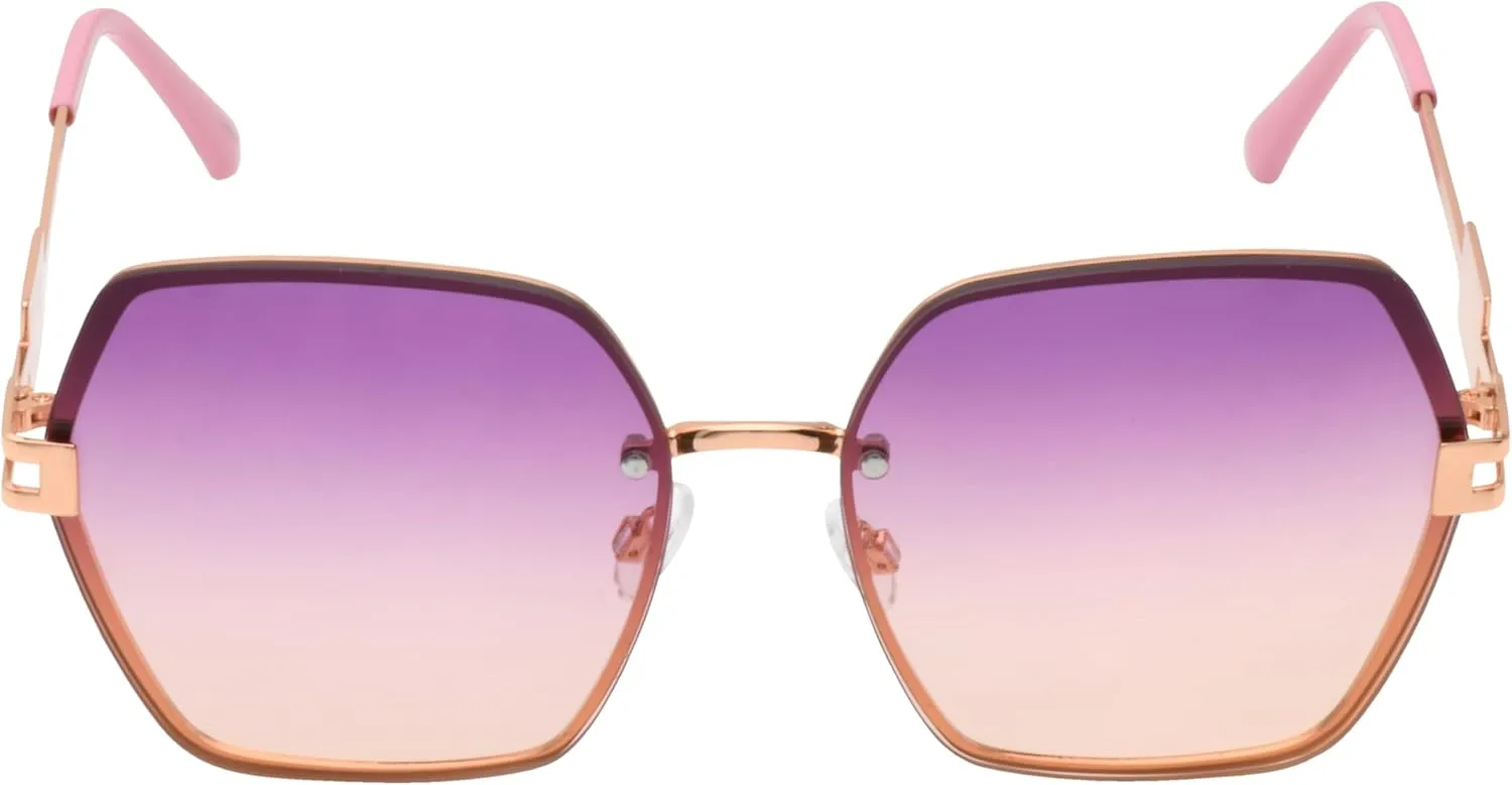 Rocawear R3407 Geometric Metal Uv400 Protective Hexagonal Sunglasses. Gifts for Women with Flair, 60 Mm